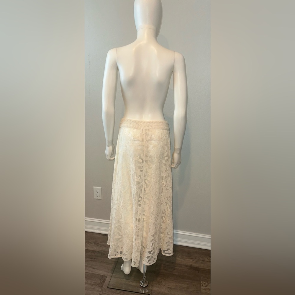 Z&L Europe Free People Natural Lace Boho Maxi Beach Skirt S View 5